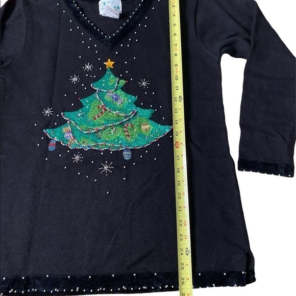 🎄Quacker Factory Unisex 3D Knit Black Cotton Ramie Blend Grandmacore Sweater - Picture 7 of 8